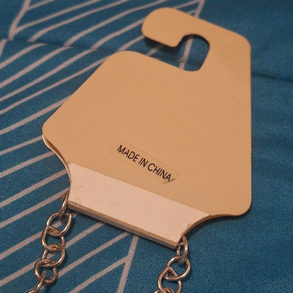 Chico's Blue Mother Of Pearl Circular Link Chain Necklace - Picture 6 of 7